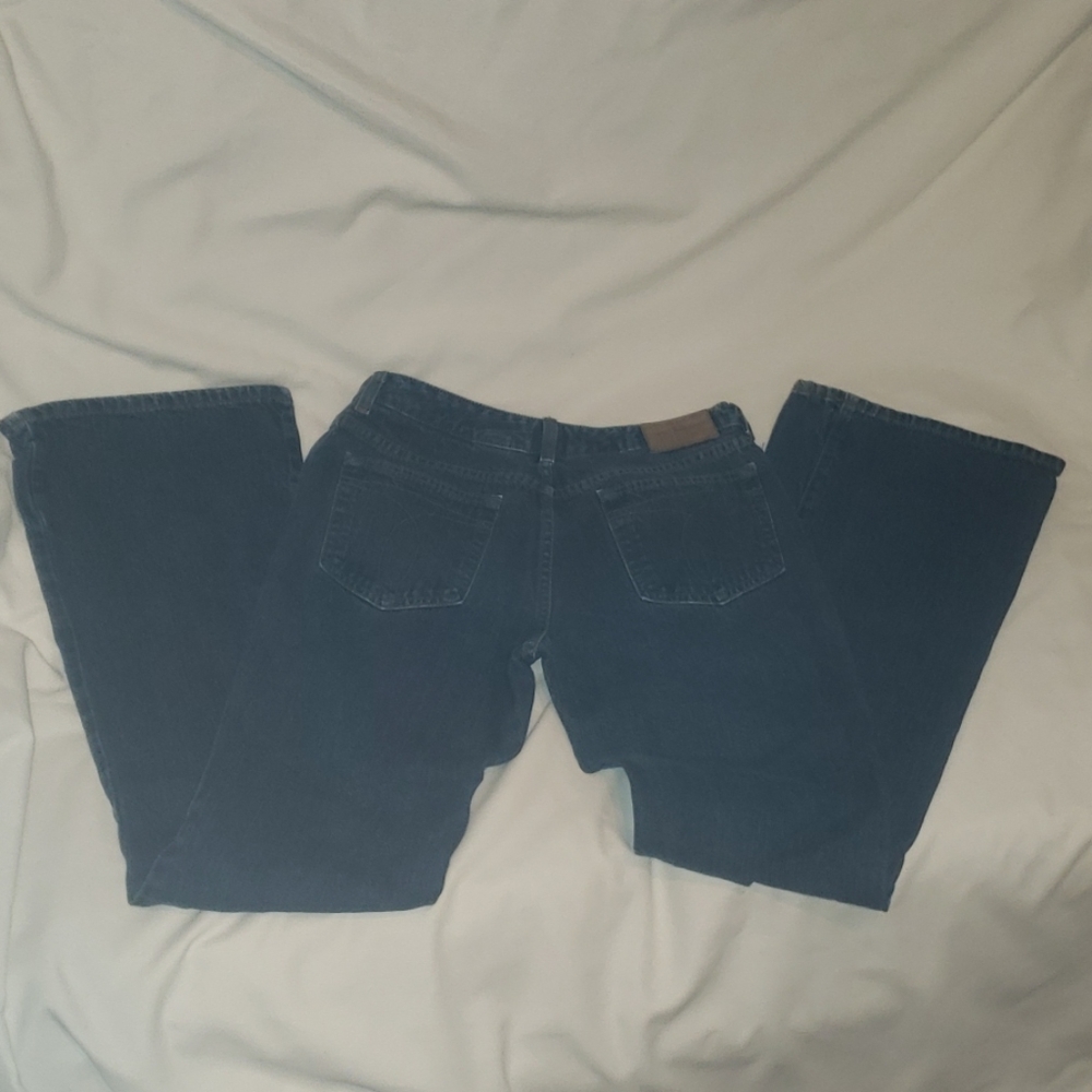 VTG CK Calvin Klein dark denim flare leg blue jeans 100% Cotton Women Size 7